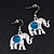 Silver Plated Flex Wire 'Elephant' Pendant Necklace & Drop Earrings Set With Turquoise Stone - Adjustable - view 6