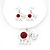 Silver Plated Flex Wire 'Elephant' Pendant Necklace & Drop Earrings Set With Coral Red Stone - Adjustable - view 7