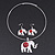 Silver Plated Flex Wire 'Elephant' Pendant Necklace & Drop Earrings Set With Coral Red Stone - Adjustable - view 3