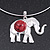 Silver Plated Flex Wire 'Elephant' Pendant Necklace & Drop Earrings Set With Coral Red Stone - Adjustable - view 4