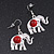 Silver Plated Flex Wire 'Elephant' Pendant Necklace & Drop Earrings Set With Coral Red Stone - Adjustable - view 5