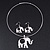 Silver Plated Flex Wire 'Elephant' Pendant Necklace & Drop Earrings Set With Black Stone - Adjustable - view 4