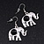 Silver Plated Flex Wire 'Elephant' Pendant Necklace & Drop Earrings Set With Black Stone - Adjustable - view 6