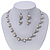 Bridal Simulated Pearl/Crystal Necklace & Drop Earring Set In Silver Metal - 44cm Length/5cm Extension - view 10