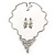 Swarovski Crystal Bib Necklace & Drop Earrings Set In Silver Plating - 44cm Length/ 6cm Extension - view 7