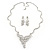 Swarovski Crystal Bib Necklace & Drop Earrings Set In Silver Plating - 44cm Length/ 6cm Extension - view 12