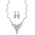 Swarovski Crystal Bib Necklace & Drop Earrings Set In Silver Plating - 44cm Length/ 6cm Extension - view 2
