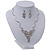 Swarovski Crystal Bib Necklace & Drop Earrings Set In Silver Plating - 44cm Length/ 6cm Extension - view 11