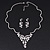Swarovski Crystal Bib Necklace & Drop Earrings Set In Silver Plating - 44cm Length/ 6cm Extension - view 9