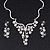 Swarovski Crystal Bib Necklace & Drop Earrings Set In Silver Plating - 44cm Length/ 6cm Extension