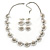 Luxurious Bridal Simulated Pearl/Crystal Necklace & Drop Earring Set In Silver Metal - 44cm Length/5cm Extension) - view 11