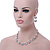 Luxurious Bridal Simulated Pearl/Crystal Necklace & Drop Earring Set In Silver Metal - 44cm Length/5cm Extension) - view 3