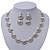 Luxurious Bridal Simulated Pearl/Crystal Necklace & Drop Earring Set In Silver Metal - 44cm Length/5cm Extension) - view 12
