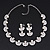 Luxurious Bridal Simulated Pearl/Crystal Necklace & Drop Earring Set In Silver Metal - 44cm Length/5cm Extension) - view 13
