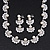 Luxurious Bridal Simulated Pearl/Crystal Necklace & Drop Earring Set In Silver Metal - 44cm Length/5cm Extension) - view 8