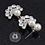 Luxurious Bridal Simulated Pearl/Crystal Necklace & Drop Earring Set In Silver Metal - 44cm Length/5cm Extension) - view 6