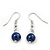 Violet Blue Glass Bead Necklace & Drop Earring Set In Silver Metal - 38cm Length/ 4cm Extension - view 5