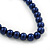 Violet Blue Glass Bead Necklace & Drop Earring Set In Silver Metal - 38cm Length/ 4cm Extension - view 6