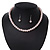Pale Pink Glass Bead Necklace & Drop Earring Set In Silver Metal - 38cm Length/ 4cm Extension - view 5