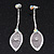Delicate Bridal Diamante Flower Mesh 'Y'-Necklace & Drop Earrings Set In Silver Plating - 40cm Length/ 4cm Extension - view 4