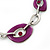 Fuchsia Enamel Oval Geometric Chain Necklace & Drop Earrings Set In Rhodium Plating - 38cm Length/ 6cm Extension - view 3