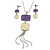 Purple/ Cream Enamel Square Tassel Pendant & Drop Earrings Set In Rhodium Plating - 38cm Length/ 5cm Extension
