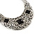 Ethnic Silver Tone Filigree, Black Glass Stone Necklace With T-Bar Closure & Drop Earrings Set - 40cm Length - view 4