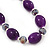 Purple/Violet Glass/Crystal Bead Necklace, Flex Bracelet & Drop Earrings Set In Silver Plating - 44cm Length/ 5cm Extension - view 3