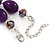 Purple/Violet Glass/Crystal Bead Necklace, Flex Bracelet & Drop Earrings Set In Silver Plating - 44cm Length/ 5cm Extension - view 4