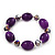 Purple/Violet Glass/Crystal Bead Necklace, Flex Bracelet & Drop Earrings Set In Silver Plating - 44cm Length/ 5cm Extension - view 5