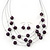 Purple/Black Animal Print Acrylic Bead Wire Necklace & Drop Earrings Set In Black Tone - 54cm Length/ 5cm Extension