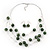 Light Green/Black Animal Print Acrylic Bead Wire Necklace & Drop Earrings Set In Silver Tone - 54cm Length/ 5cm Extension - view 2
