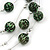 Light Green/Black Animal Print Acrylic Bead Wire Necklace & Drop Earrings Set In Silver Tone - 54cm Length/ 5cm Extension - view 3