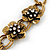 Vintage Diamante Flower Choker Necklace & Drop Earring In Antique Gold Metal - 34cm Length/7cm Extension - view 5