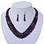 Chameleon Purple Multistrand Faceted Glass Crystal Necklace & Drop Earrings Set In Silver Plating - 44cm Length/ 6cm Extender - view 2