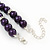 Deep Purple Glass Bead Necklace, Flex Bracelet & Drop Earrings Set With Diamante Rings - 38cm Length/ 6cm Extension - view 6
