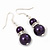 Deep Purple Glass Bead Necklace, Flex Bracelet & Drop Earrings Set With Diamante Rings - 38cm Length/ 6cm Extension - view 8