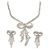 Clear Swarovski Crystal 'Bow' Necklace & Drop Earrings Set In Rhodium Plating - 36cm Length/ 7cm Extension - view 2