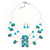 Turquoise & Crystal Floating Bead Necklace & Drop Earring Set - 52cm Length/ 6cm extension - view 9