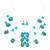 Turquoise & Crystal Floating Bead Necklace & Drop Earring Set - 52cm Length/ 6cm extension - view 10