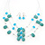 Turquoise & Crystal Floating Bead Necklace & Drop Earring Set - 52cm Length/ 6cm extension