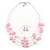 Baby Pink Shell & Crystal Floating Bead Necklace & Drop Earring Set - 52cm Length/ 5cm extension