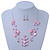 Baby Pink Shell & Crystal Floating Bead Necklace & Drop Earring Set - 52cm Length/ 5cm extension - view 9