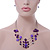 Purple/ Violet Shell & Crystal Floating Bead Necklace & Drop Earring Set - 52cm Length/ 5cm extension - view 2