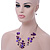 Purple/ Violet Shell & Crystal Floating Bead Necklace & Drop Earring Set - 52cm Length/ 5cm extension - view 9