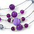 Purple/ Violet Shell & Crystal Floating Bead Necklace & Drop Earring Set - 52cm Length/ 5cm extension - view 5
