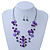 Purple/ Violet Shell & Crystal Floating Bead Necklace & Drop Earring Set - 52cm Length/ 5cm extension - view 7