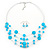 Turquoise Coloured Shell & Crystal Floating Bead Necklace & Drop Earring Set - 52cm Length/ 5cm extension