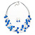 Violet Blue Square Shell & Crystal Floating Bead Necklace & Drop Earring Set - 52cm Length/ 6cm extension - view 3