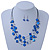 Violet Blue Square Shell & Crystal Floating Bead Necklace & Drop Earring Set - 52cm Length/ 6cm extension - view 5